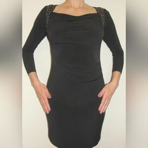 Michael Kors Black Rhinestone Work Office Christmas Holiday Party dress-(#274)‎